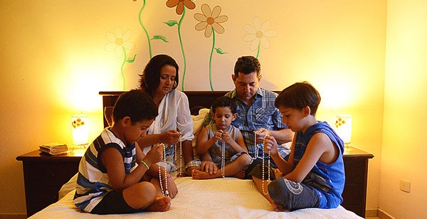 if a family prays together, they will stay together "God bless our home." 