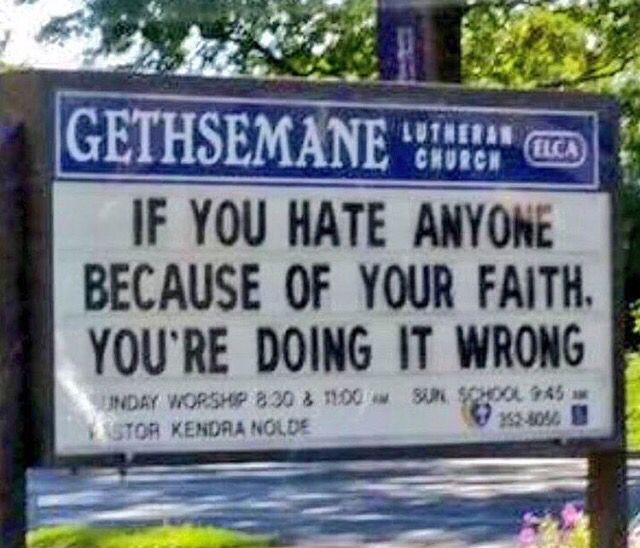 church marquee related to Christianity and hate