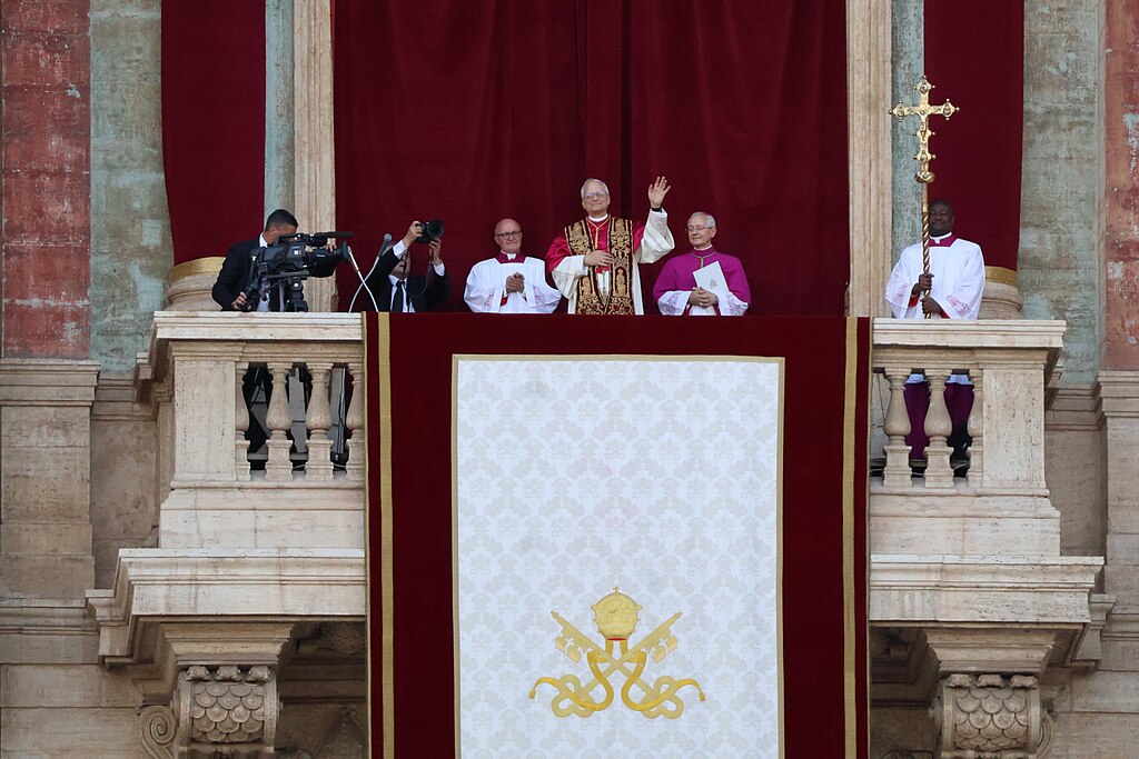 Pope Leo XIV on the St. Peter's loggia following his election to the Holy See.