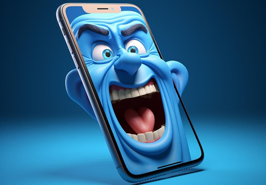 AI concept of an internet troll in your phone to yell at you