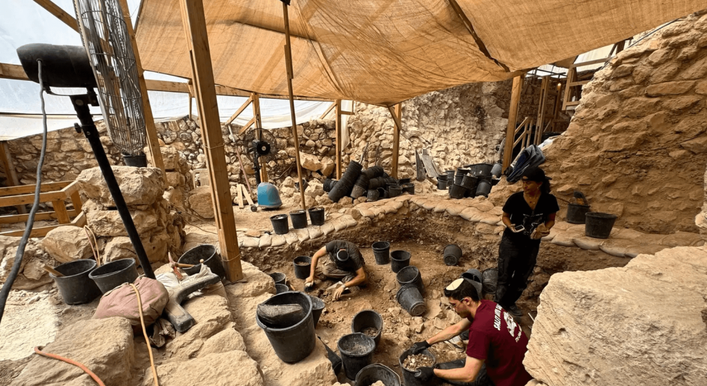 The excavation site where burnt wooden beams from Solomon's Temple were discovered in the City of David