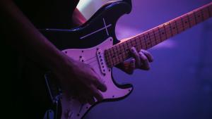 Christian music artist playing lead electric guitar