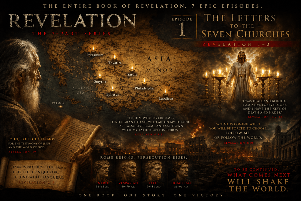 AI-Generated Summary of Revelation 1-3 created as a movie poster