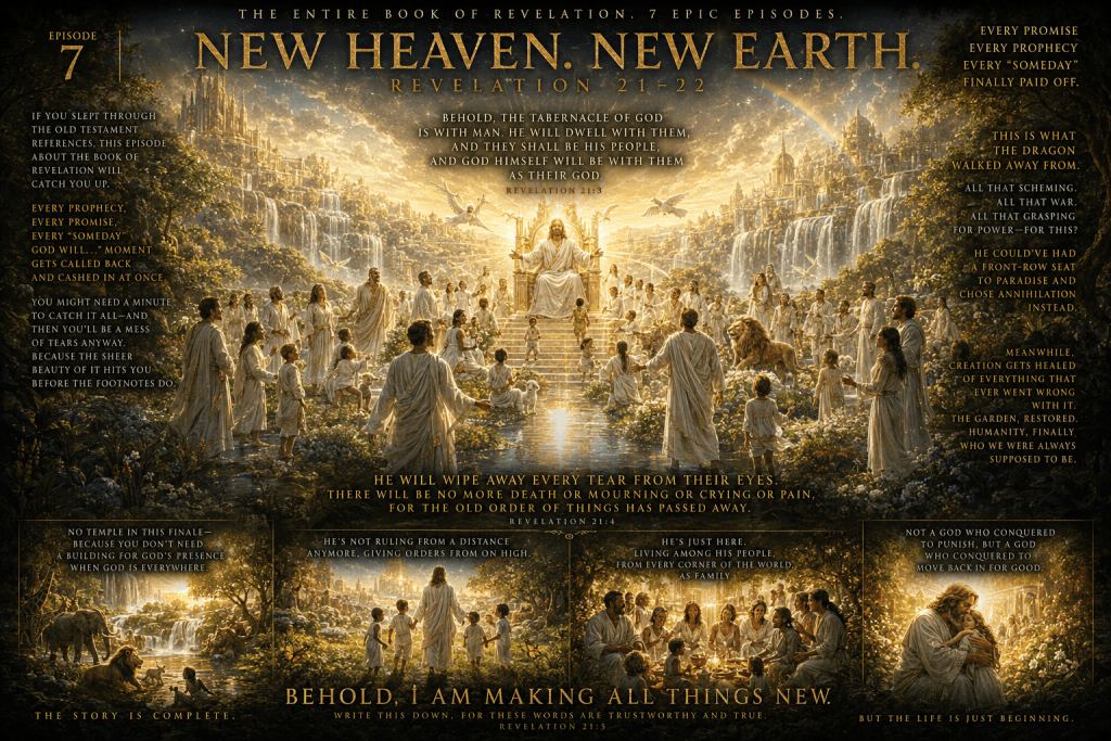 An AI-generated image of what Revelation 21-22 would look like as a movie poster.