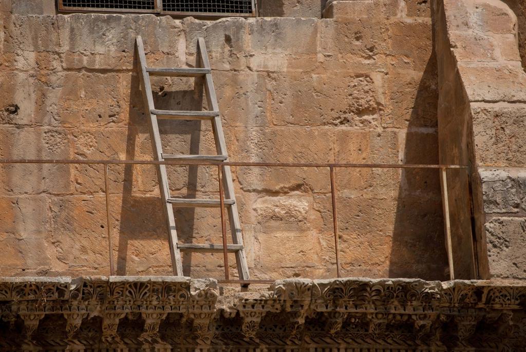 The immovable ladder outside the Church of the Holy Sepulchure hasn't moved since 1757