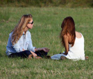 young women talking