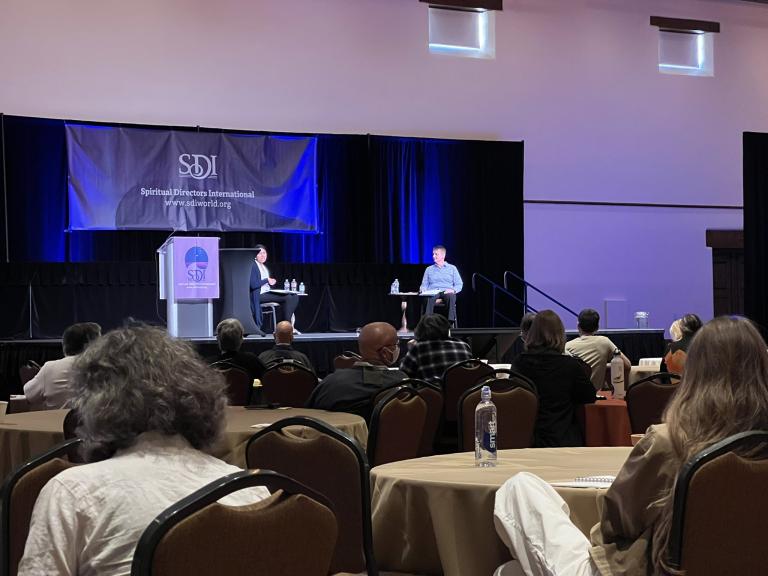 Spiritual direction has always been a diverse crowd, but the May SDI Engage conference showcased that in one location. While no one could have attended all of the keynotes, workshops, and talks, we can still watch and review them on the SDI website! Here, we see one of the talks in action.