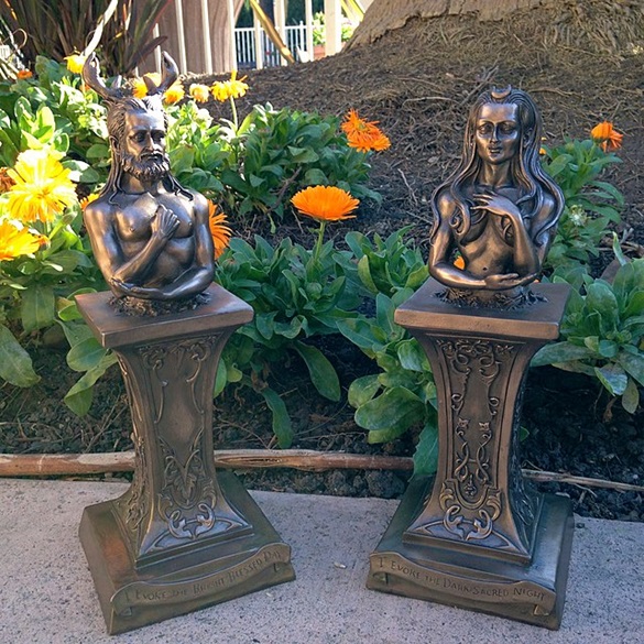 Statues of The Horned God and The Crescent Goddess