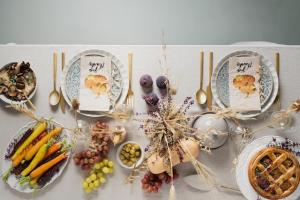 A table set for thanksgiving dinner