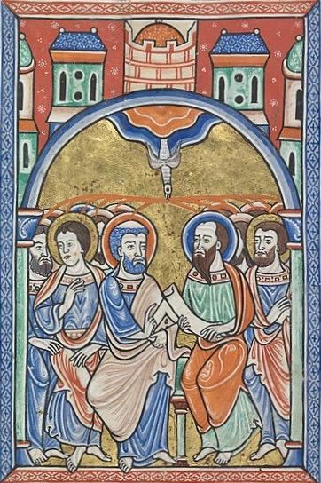 Illustration on vellum, Folium 027r from the Psalter of Eleanor of Aquitaine (ca. 1185) from the collection of the National Library of the Netherlands.