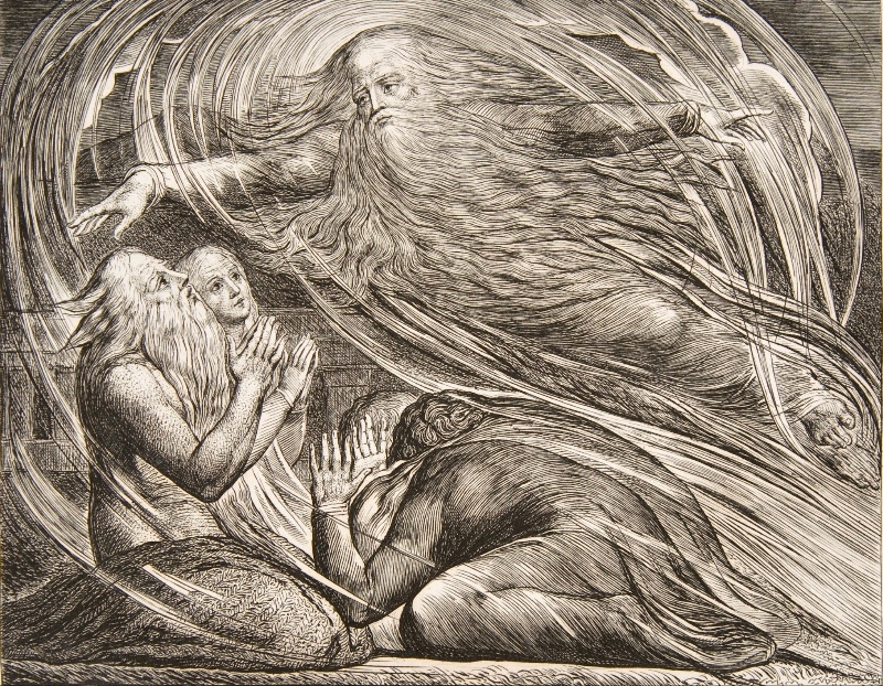 The Lord Answering Job out of the Whirlwind by William Blake, circa 1825.