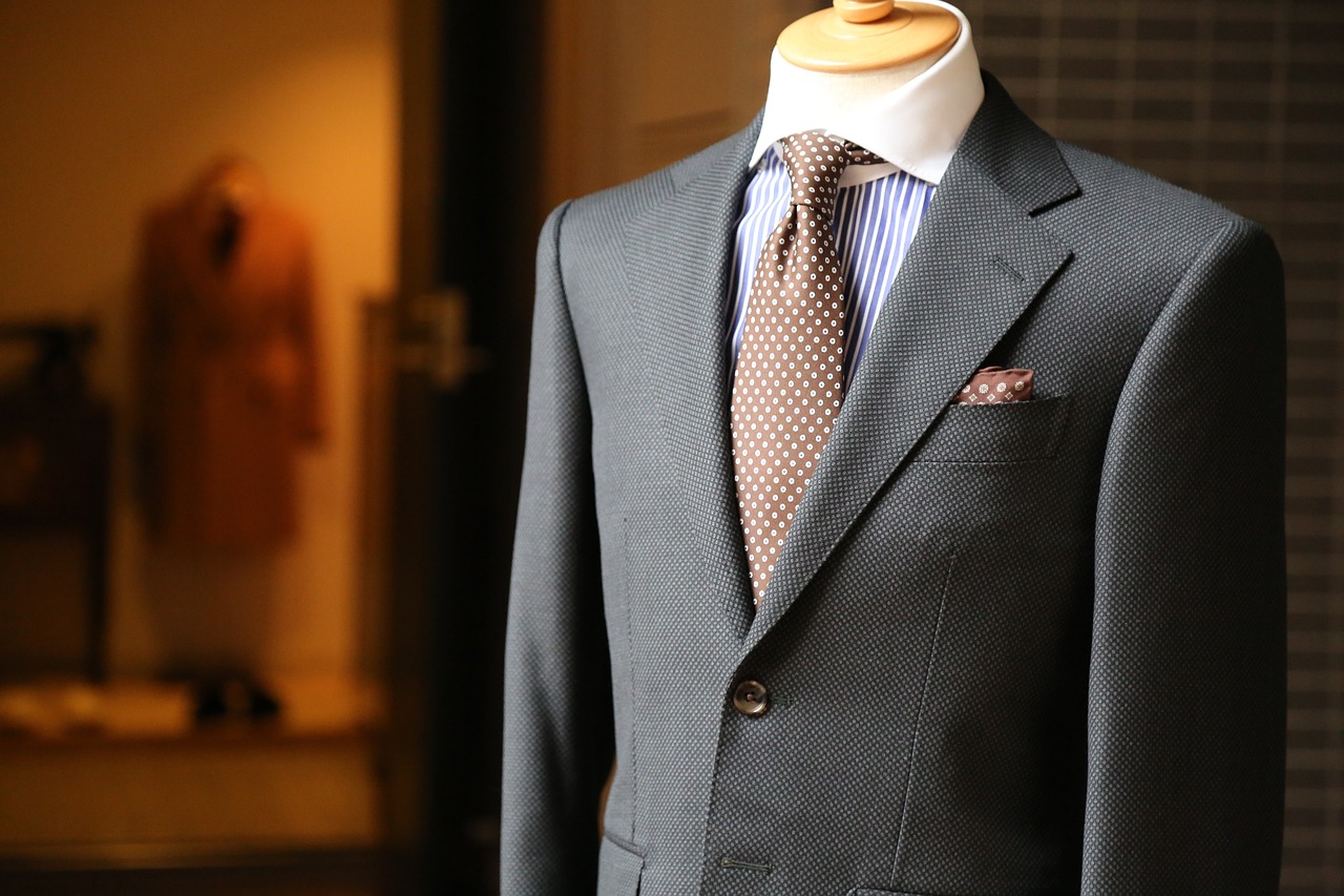 View of a suit and tie displayed in a store