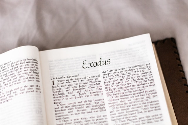 Bible opened to the first page of the book of Exodus