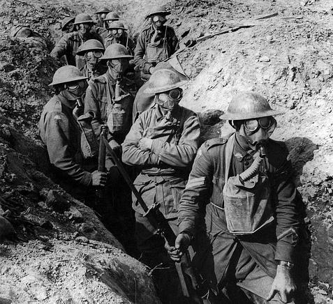 Picture looking down on infantry in trenches