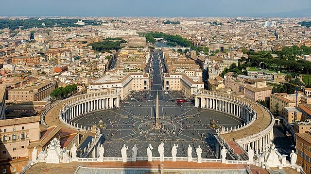 Aerial view of St. Peter's Square in Vatican City