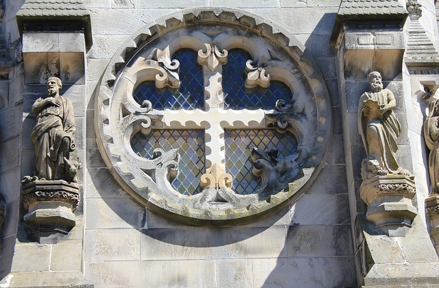 Carved stonework on the exterior of Rosslyn Chapel