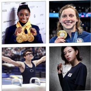 simone biles, katie ledecky,Stephen Nedoroscik and kim Yeji