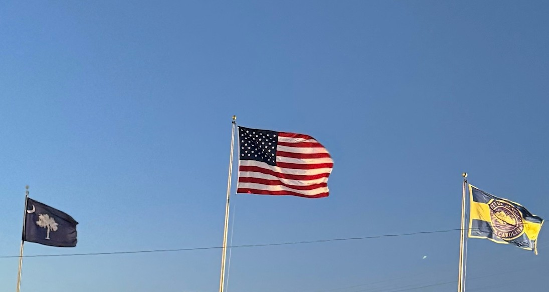 Flags flying in Seneca, SC