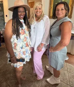 Photo of three of the authors of Before She Knew Jesus! Jori O'Neale, Teresa Holbrooks Nichols, and Kess Scharff
