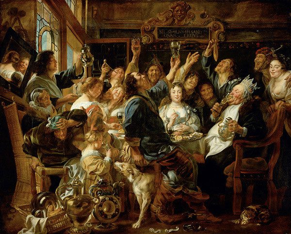 "The Bean King" by Jacob Jordaens.  From WikiMedia.  "Bean King" was another version of the Lord of Misrule.  