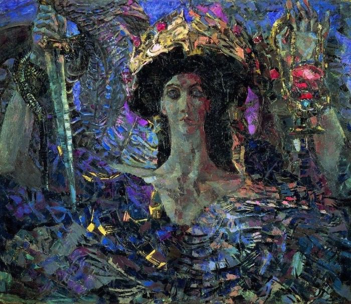 "Six-winged Seraph (Azrael)" by 	 [show] Mikhail Vrubel. From WikiMedia.  
