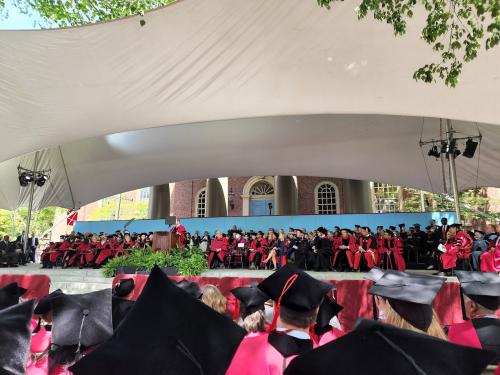 The stage at Harvard's 2022 Commencement