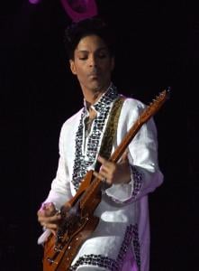 Prince playing at Coachella 2008