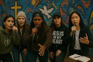 Female Christian Rappers in a Cypher | generated by the author | May 2025