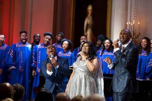 Aretha Franklin performs during "The Gospel Tradition: In Performance at the White House" in the East Room of the White House, April 14, 2015 | courtesy of Pete Souza | Creative Commons Wikimedia