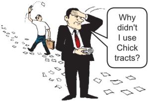 cartoon image | should have used chick tracts | courtesy of chick tracks publishing