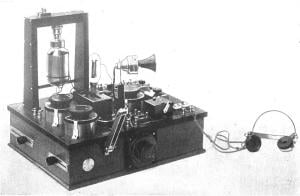 Photo | 1914 round radiotelephone set | courtesy of Marconi Wireless Telegraph Co., Wikimedia Creative Commons