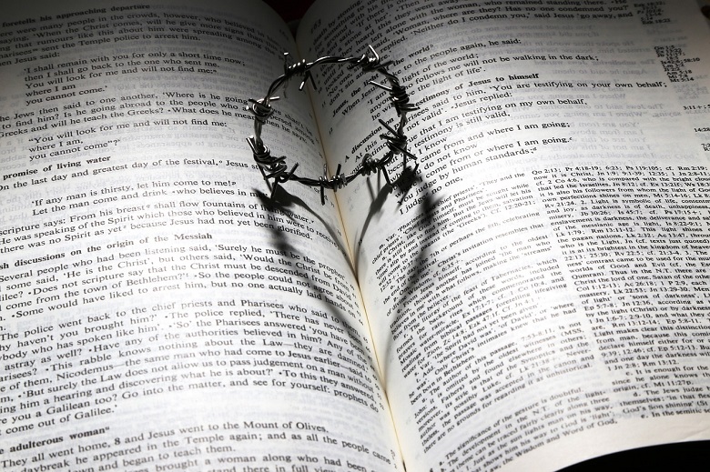 Bible with Barbed-Wire Heart