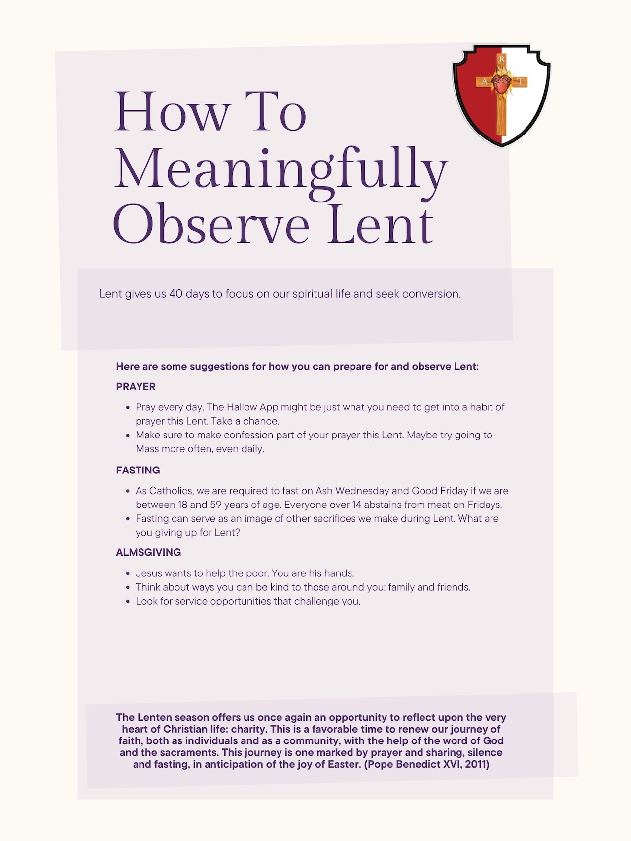 Poster about how to live Lent