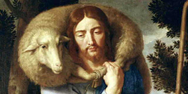 Jesus carrying a sheep