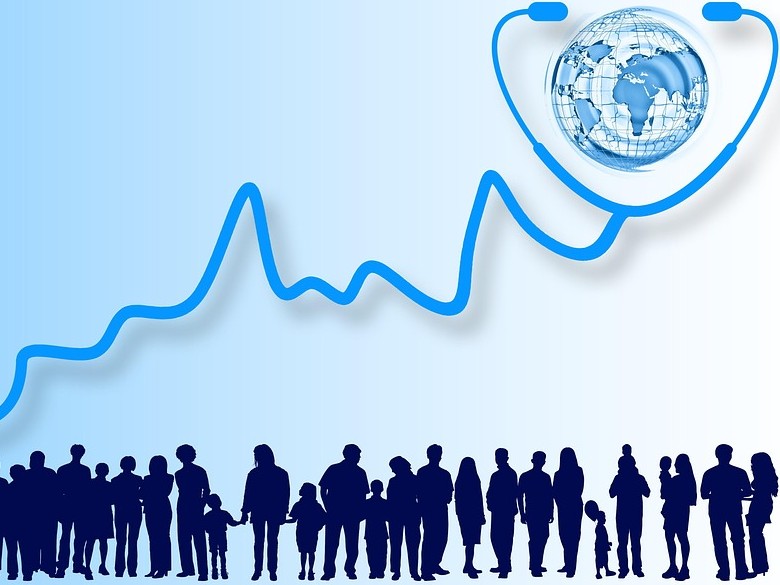 image of blue stethoscope and patients on a blue background
