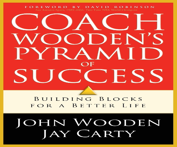 This is the book cover for Coach Wooden's Pyramid of Success.