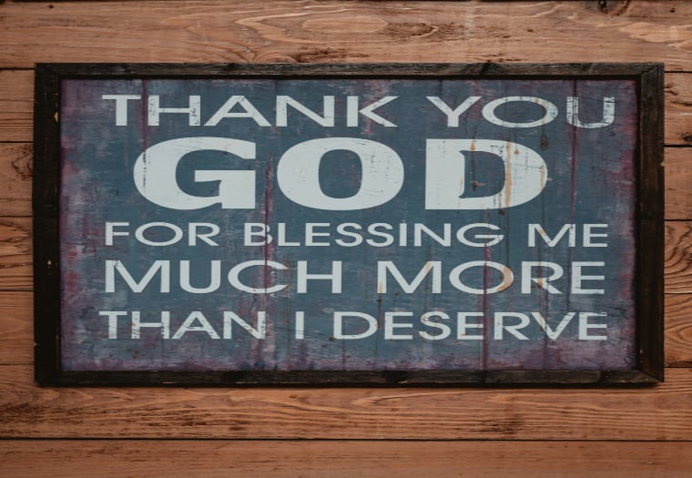 This image contains a message, thanking God for blessing me more than I deserve. 