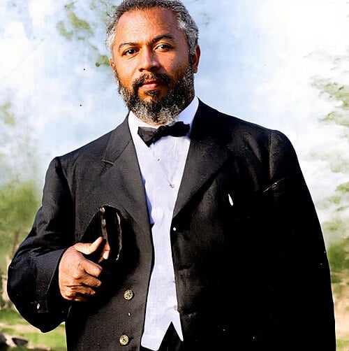 William Seymour featured in an old picture that has been restored and colored.