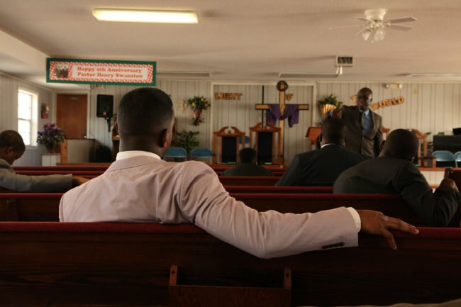 The church service in this picture represents what many people experience every week.