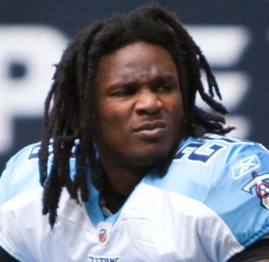 Chris Johnson sitting on a his helmet during a game against the Houston Texans in November 2010.