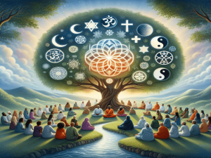 There are common themes that recur in many religions. Image generated by AI/In the public domain