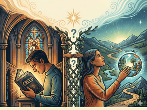 Most religions focus on orthopraxy, a way of life, rather than orthodoxy, a set of beliefs. Image from Gemini/AI-generated, in the public domain