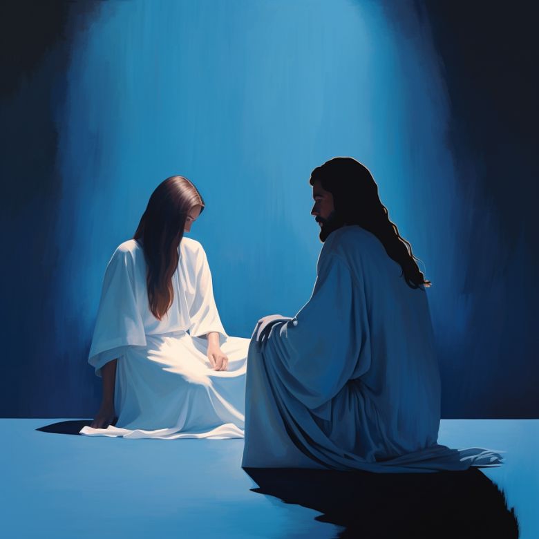Jesus ministering to a woman
