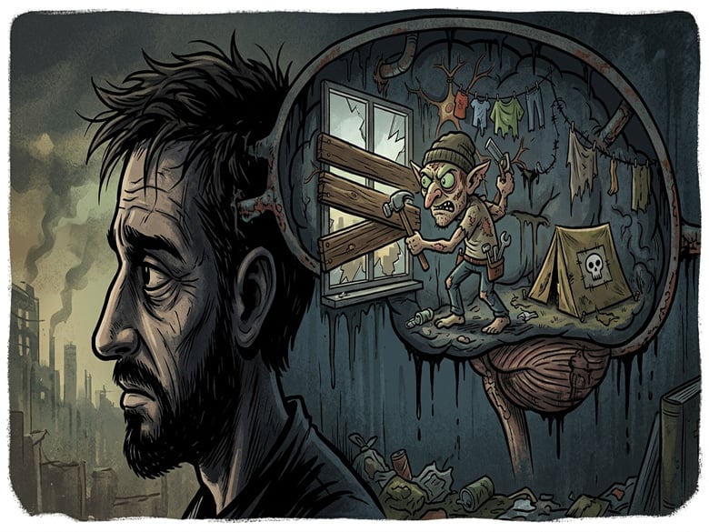 Illustration generated by Google Gemini from a prompt from the author of a "squatter" living rent-free in your head