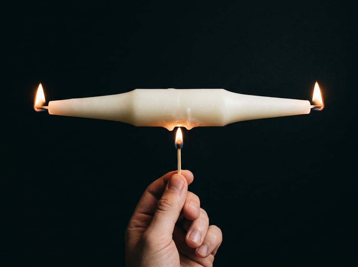 When you're burning the candle at both ends, don't light the middle. Generated by Google Gemini from a prompt by the author.