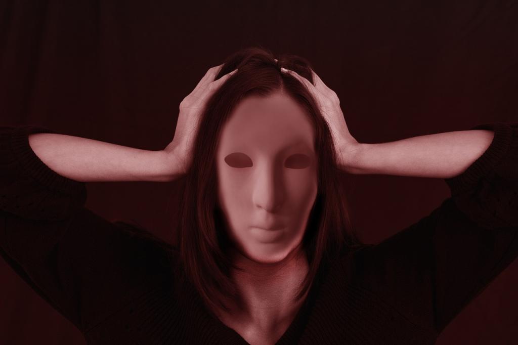 Woman Hiding Behind a Mask in Shame
