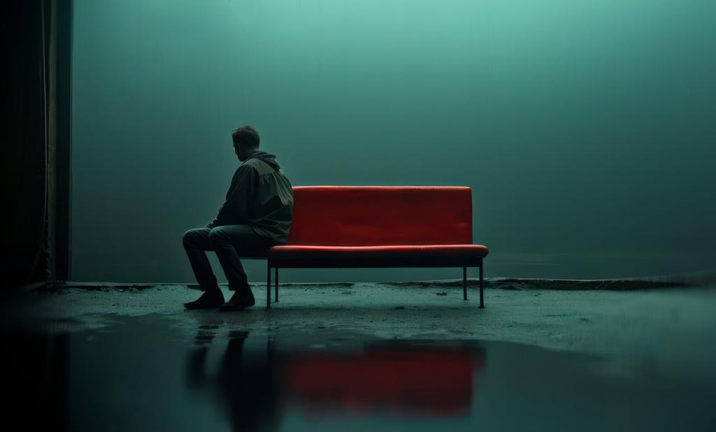 A Man Sitting On A Bench Alone
