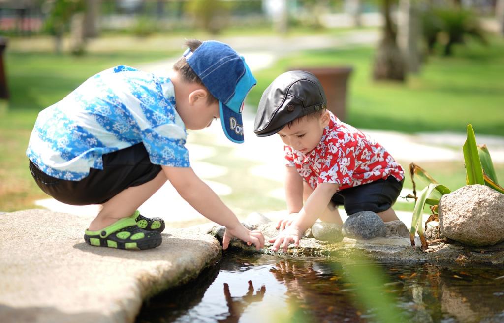 Two boys playing together.