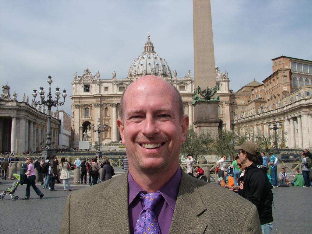 Author Robert J. Hutchinson near St. Peter's Basilica in Rome.