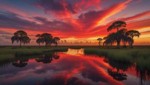 Everglades at Sunset (created by AI)
